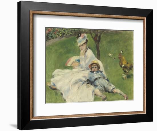 Madame Monet and Her Son, 1874-Pierre-Auguste Renoir-Framed Art Print