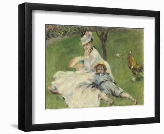 Madame Monet and Her Son, 1874-Pierre-Auguste Renoir-Framed Art Print