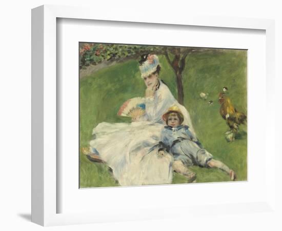 Madame Monet and Her Son, 1874-Pierre-Auguste Renoir-Framed Art Print