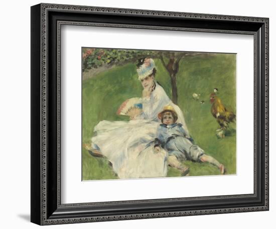 Madame Monet and Her Son, 1874-Pierre-Auguste Renoir-Framed Art Print