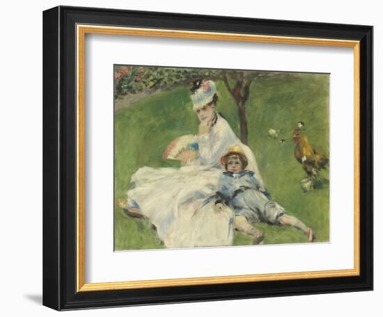Madame Monet and Her Son, 1874-Pierre-Auguste Renoir-Framed Art Print