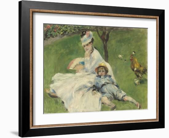 Madame Monet and Her Son, 1874-Pierre-Auguste Renoir-Framed Giclee Print