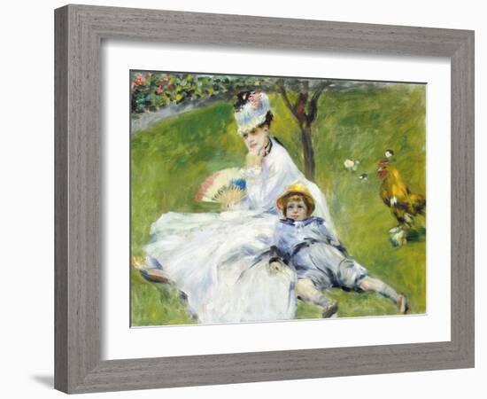 Madame Monet and Her Son-Pierre-Auguste Renoir-Framed Giclee Print