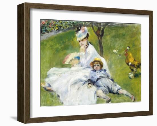 Madame Monet and Her Son-Pierre-Auguste Renoir-Framed Giclee Print