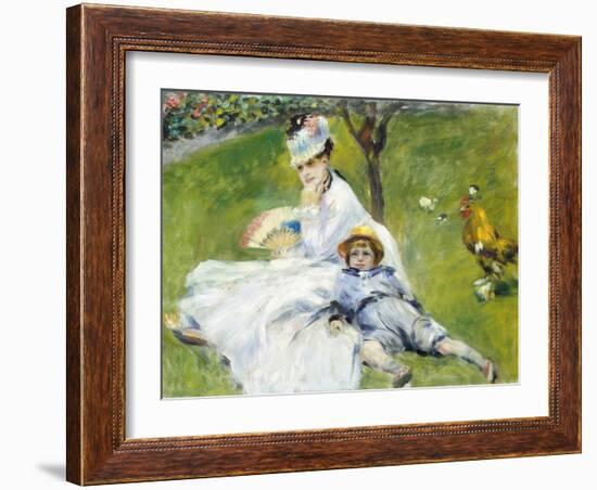 Madame Monet and Her Son-Pierre-Auguste Renoir-Framed Giclee Print