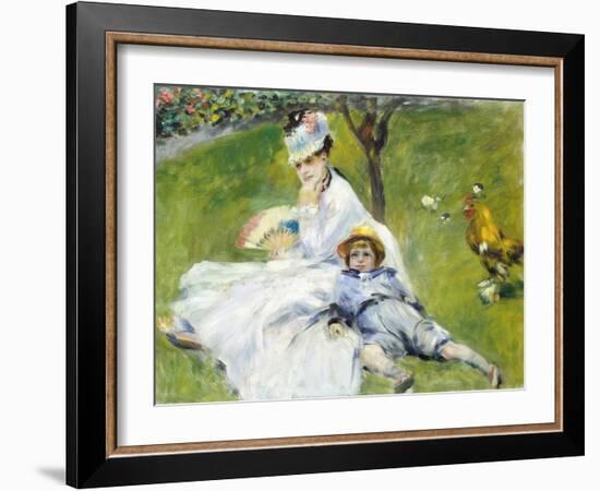 Madame Monet and Her Son-Pierre-Auguste Renoir-Framed Giclee Print