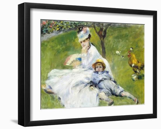 Madame Monet and Her Son-Pierre-Auguste Renoir-Framed Giclee Print