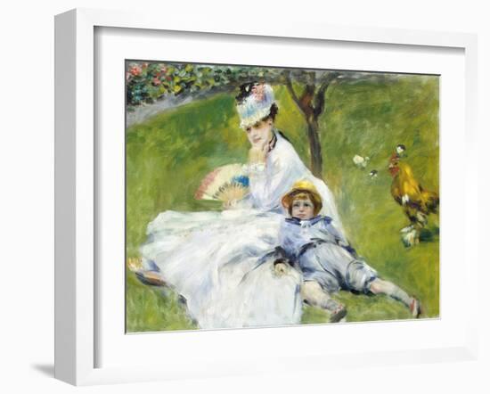 Madame Monet and Her Son-Pierre-Auguste Renoir-Framed Giclee Print