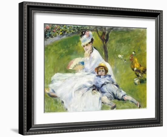 Madame Monet and Her Son-Pierre-Auguste Renoir-Framed Giclee Print