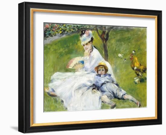 Madame Monet and Her Son-Pierre-Auguste Renoir-Framed Giclee Print