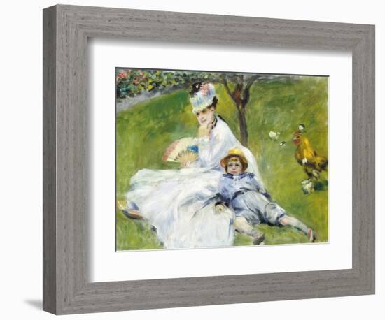 Madame Monet and Her Son-Pierre-Auguste Renoir-Framed Giclee Print