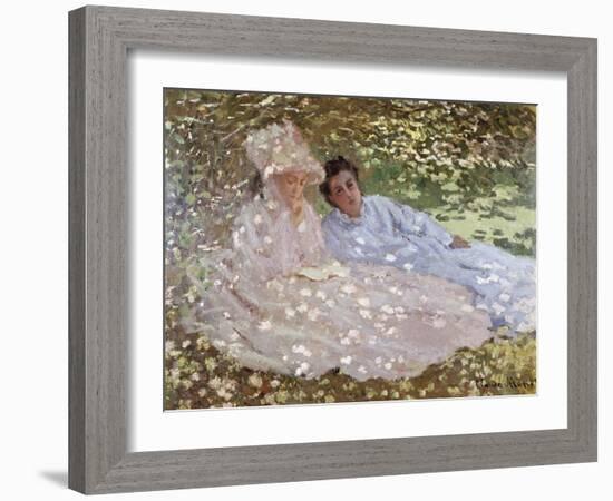 Madame Monet in the Garden-Claude Monet-Framed Giclee Print