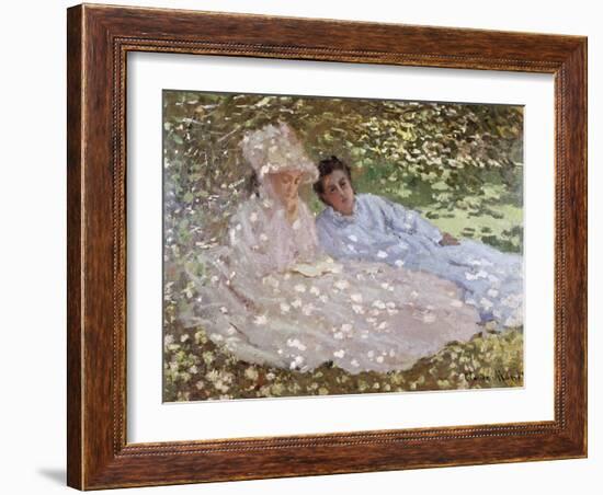 Madame Monet in the Garden-Claude Monet-Framed Giclee Print