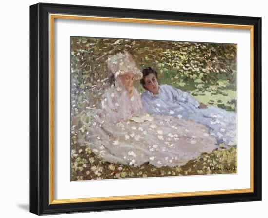 Madame Monet in the Garden-Claude Monet-Framed Giclee Print