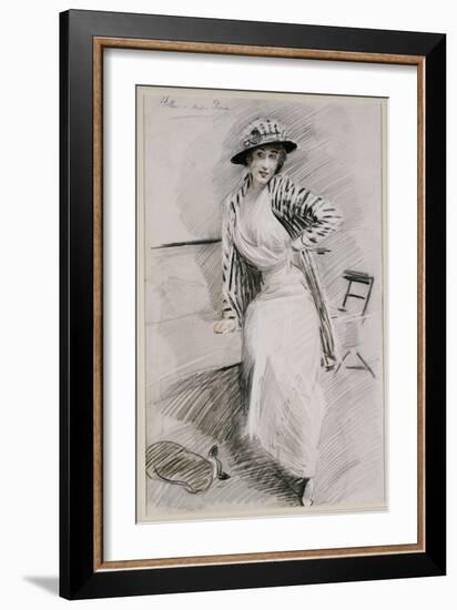 Madame Paris Seated on a Banquette-Paul Cesar Helleu-Framed Giclee Print