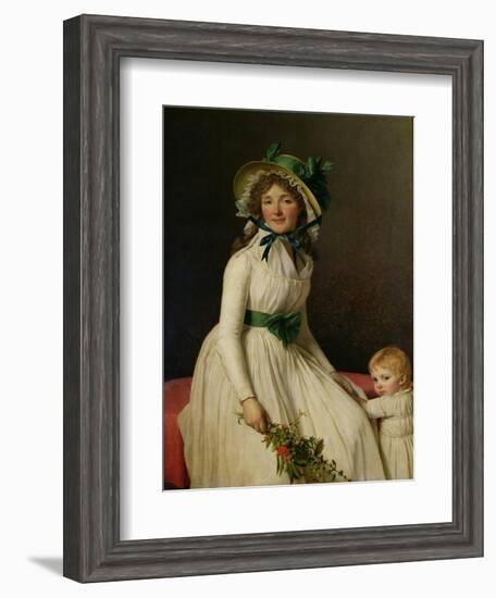 Madame Pierre Seriziat (Nee Emilie Pecoul) with Her Son, Emile (B.1793) 1795-Jacques-Louis David-Framed Giclee Print