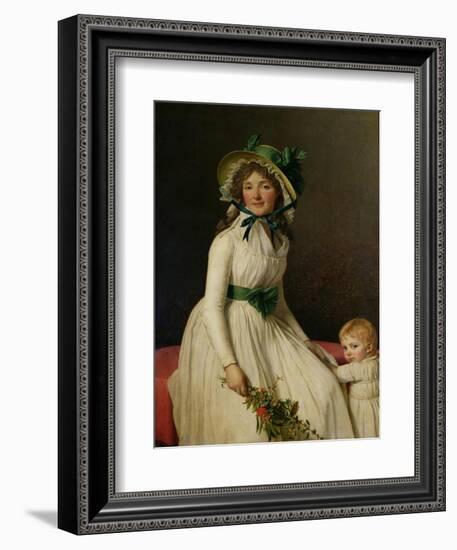 Madame Pierre Seriziat (Nee Emilie Pecoul) with Her Son, Emile (B.1793) 1795-Jacques-Louis David-Framed Giclee Print