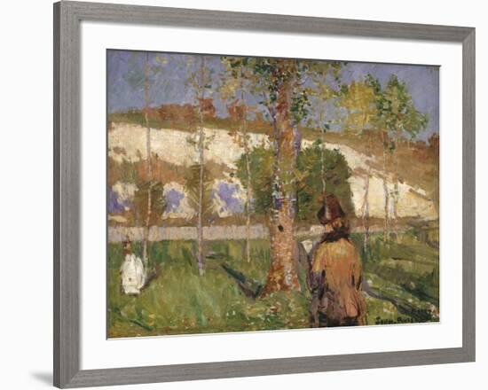 Madame Sisley on the banks of the Loing at Moret-John Peter Russell-Framed Premium Giclee Print