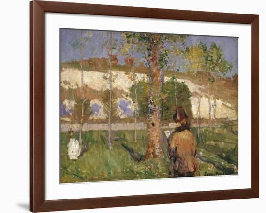 Madame Sisley on the banks of the Loing at Moret-John Peter Russell-Framed Premium Giclee Print