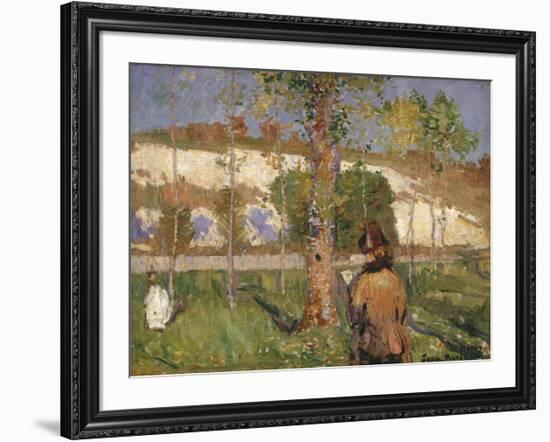 Madame Sisley on the banks of the Loing at Moret-John Peter Russell-Framed Premium Giclee Print