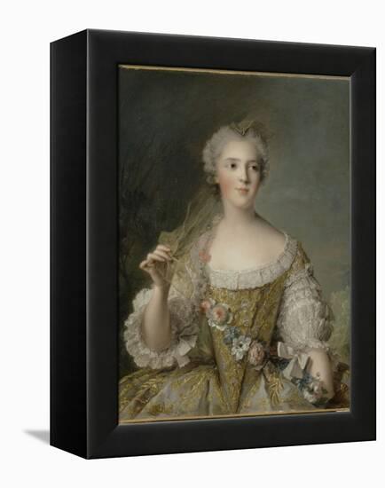 Madame Sophie de France, fille de Louis XV (1734-1782), représentée en buste tenant une guirlande-Jean-Marc Nattier-Framed Premier Image Canvas