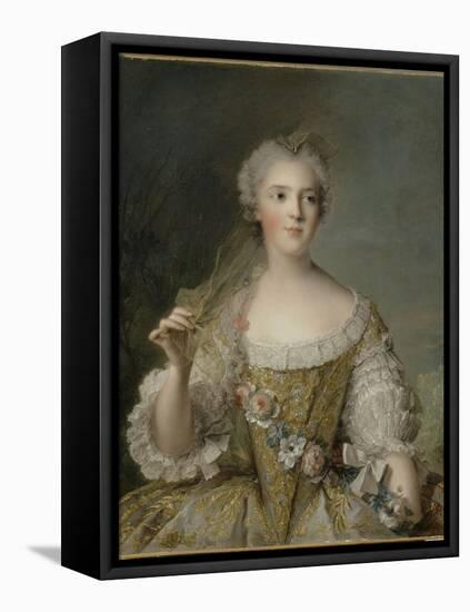 Madame Sophie de France, fille de Louis XV (1734-1782), représentée en buste tenant une guirlande-Jean-Marc Nattier-Framed Premier Image Canvas