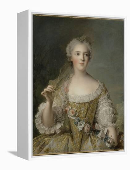 Madame Sophie de France, fille de Louis XV (1734-1782), représentée en buste tenant une guirlande-Jean-Marc Nattier-Framed Premier Image Canvas