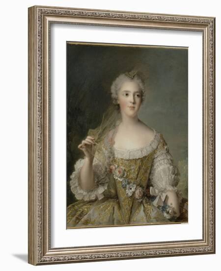 Madame Sophie de France, fille de Louis XV (1734-1782), représentée en buste tenant une guirlande-Jean-Marc Nattier-Framed Giclee Print