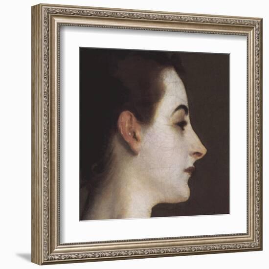 Madame X (head detail)-John Singer Sargent-Framed Art Print