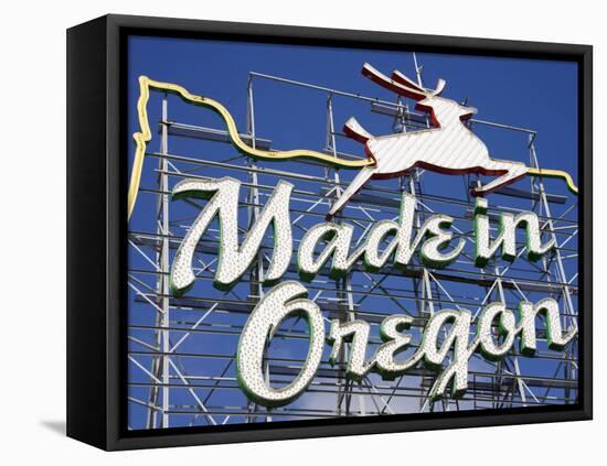 Made in Oregon Sign in Old Town District of Portland, Oregon, United States of America-Richard Cummins-Framed Premier Image Canvas