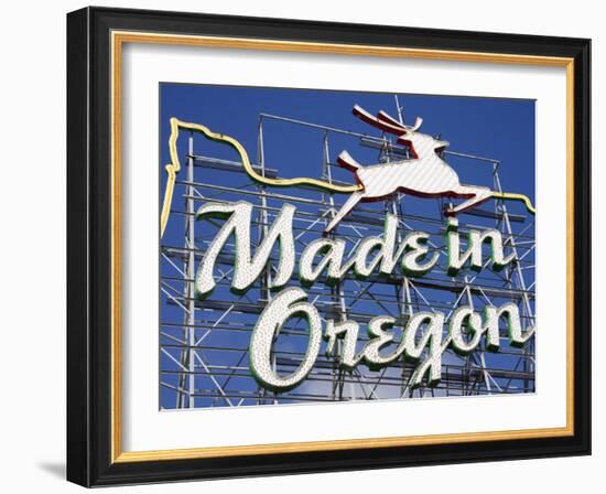 Made in Oregon Sign in Old Town District of Portland, Oregon, United States of America-Richard Cummins-Framed Photographic Print