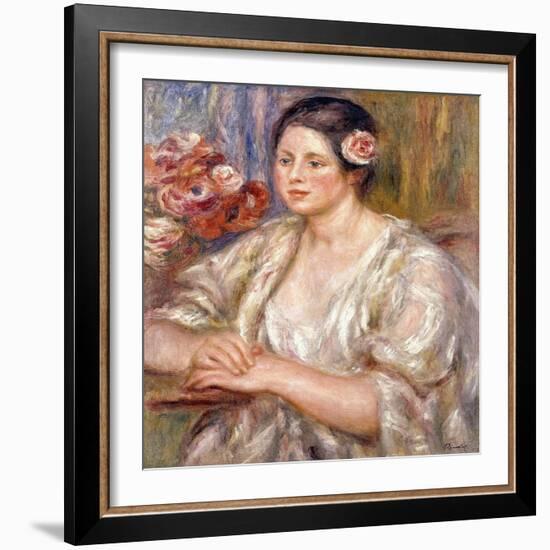 Madeleine in a White Blouse and Bouquet of Flowers, C.1915-1919-Pierre-Auguste Renoir-Framed Giclee Print