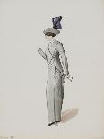 Tailleur gris à veste croisée à boucle et jupe à boutons-Madeleine Vionnet-Giclee Print