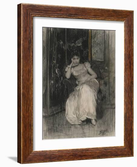 Mademoiselle De Clermont-Tonnerre, 1865 (Black Chalk & W/C over Graphite on Wove Paper)-Alfred Emile Stevens-Framed Giclee Print