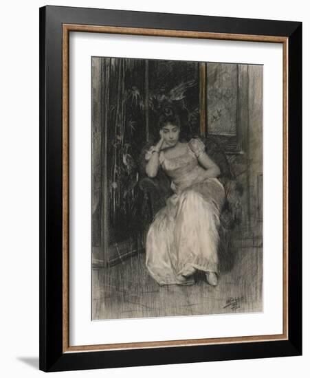 Mademoiselle De Clermont-Tonnerre, 1865 (Black Chalk & W/C over Graphite on Wove Paper)-Alfred Emile Stevens-Framed Giclee Print