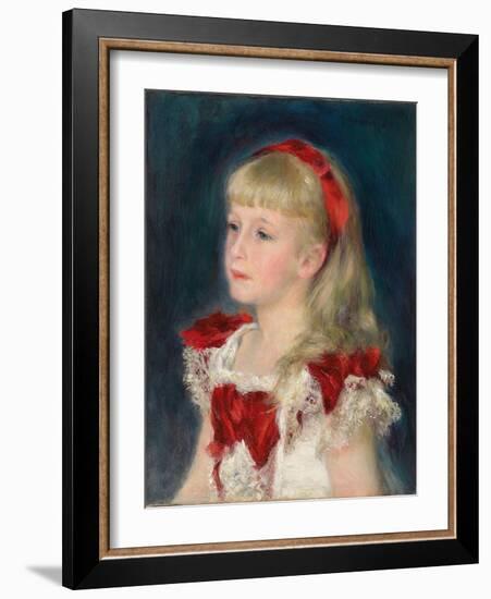 Mademoiselle Grimprel with a Red Ribbon, 1880-Pierre-Auguste Renoir-Framed Giclee Print