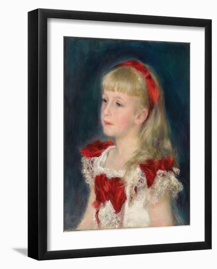 Mademoiselle Grimprel with a Red Ribbon, 1880-Pierre-Auguste Renoir-Framed Giclee Print