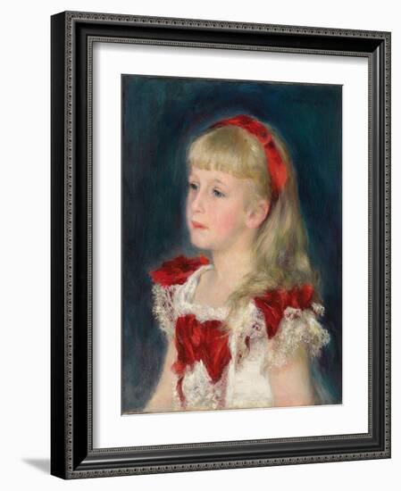 Mademoiselle Grimprel with a Red Ribbon, 1880-Pierre-Auguste Renoir-Framed Giclee Print