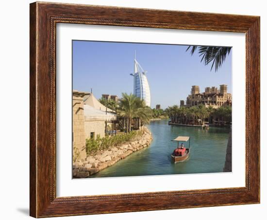 Madinat Jumeirah and Burj Al Arab Hotels, Jumeirah Beach, Dubai, United Arab Emirates, Middle East-Amanda Hall-Framed Photographic Print