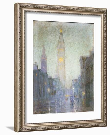 Madison Avenue at Twilight, c.1911-Lowell Birge Harrison-Framed Giclee Print