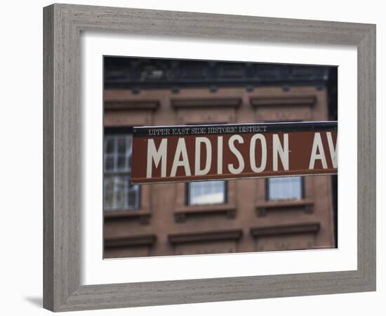 Madison Avenue Street Sign, Upper East Side, Manhattan, New York City, New York, USA-Amanda Hall-Framed Photographic Print