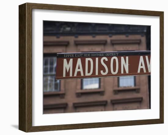 Madison Avenue Street Sign, Upper East Side, Manhattan, New York City, New York, USA-Amanda Hall-Framed Photographic Print