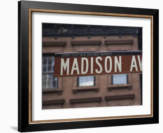 Madison Avenue Street Sign, Upper East Side, Manhattan, New York City, New York, USA-Amanda Hall-Framed Photographic Print