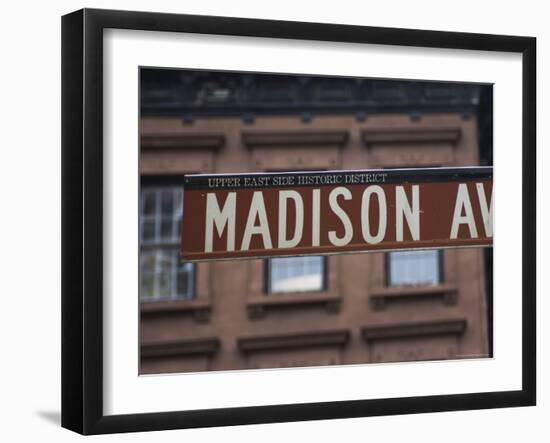 Madison Avenue Street Sign, Upper East Side, Manhattan, New York City, New York, USA-Amanda Hall-Framed Photographic Print