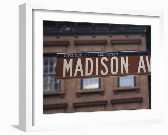 Madison Avenue Street Sign, Upper East Side, Manhattan, New York City, New York, USA-Amanda Hall-Framed Photographic Print