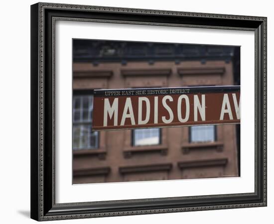 Madison Avenue Street Sign, Upper East Side, Manhattan, New York City, New York, USA-Amanda Hall-Framed Photographic Print