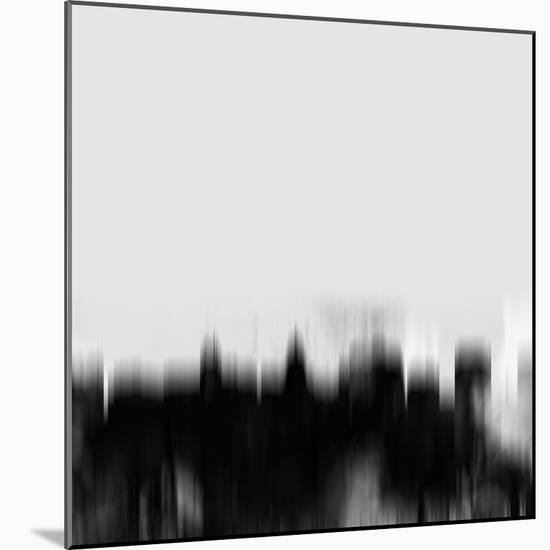 Madison City Skyline - Black-NaxArt-Mounted Art Print