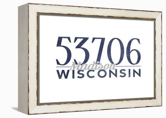 Madison, Wisconsin - 53706 Zip Code (Blue)-Lantern Press-Framed Stretched Canvas