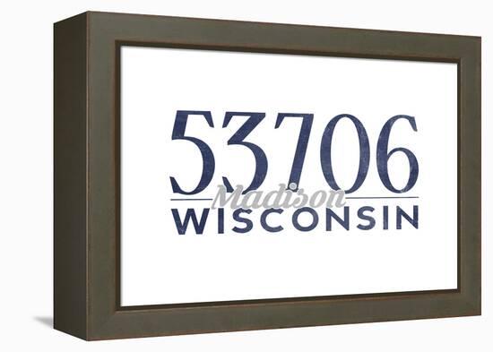 Madison, Wisconsin - 53706 Zip Code (Blue)-Lantern Press-Framed Stretched Canvas