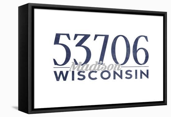 Madison, Wisconsin - 53706 Zip Code (Blue)-Lantern Press-Framed Stretched Canvas